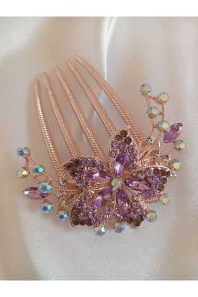 گیره سر بنفش زنانه سنگ کریستال TakıBySultan - کد 897004597