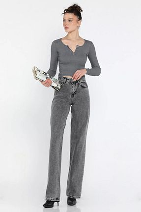 شلوار طوسی زنانه پارچه GÜLSELİ - کد 906014343