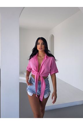 بلوز صورتی زنانه اورسایز Buklemoda - کد 906018376