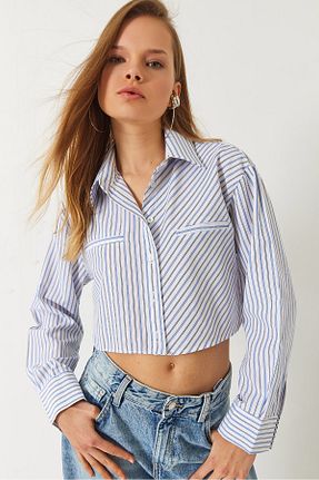 پیراهن آبی زنانه یقه نامتقارن Bianco Lucci - کد 906083220