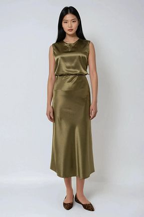 دامن سبز زنانه ساتن Hiccup - کد 906256730
