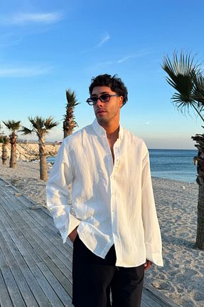 پیراهن سفید مردانه اورسایز Flaw Wear - کد 906053078