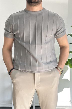 تیشرت طوسی مردانه رگولار Edwox - کد 906071578