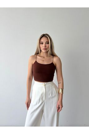 بلوز قهوه ای زنانه ساده Somut istanbul - کد 906123385