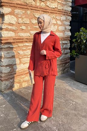 ست بالاتنه و پائین تنه حجاب نارنجی زنانه رگولار SİNDAL - کد 906118309