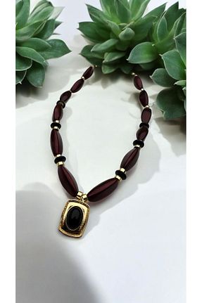 گردنبند جواهر زرشکی زنانه منجق Yaseminli Butik - کد 906140939