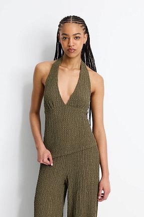 ست بالاتنه و پائین تنه خاکی زنانه پلی استر Pull & Bear - کد 917820918
