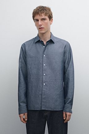 پیراهن آبی مردانه رگولار Massimo Dutti - کد 906151810
