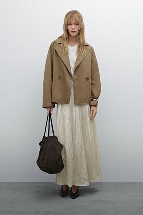 ترنچکت قهوه ای زنانه پنبه ای Massimo Dutti - کد 917826599
