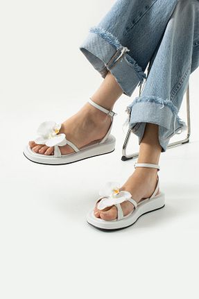 صندل سفید زنانه پاشنه تخت DUXAL SHOES - کد 906160127