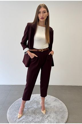 ست بالاتنه و پائین تنه زرشکی زنانه بافتنی ossons - کد 917828629