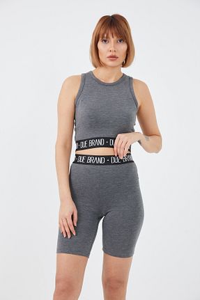 ست بالاتنه و پائین تنه طوسی زنانه بافتنی DPARİS - کد 906196717
