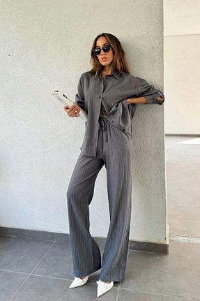 ست بالاتنه و پائین تنه طوسی زنانه بافتنی Suzi butik - کد 906208176