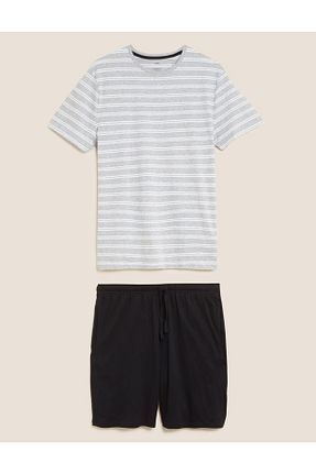 ست لباس راحتی طوسی مردانه طرح دار Marks & Spencer - کد 666675701