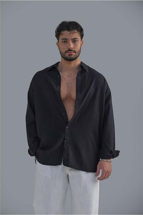 پیراهن مشکی مردانه Asimetrik OUTFİT MAN - کد 900341047