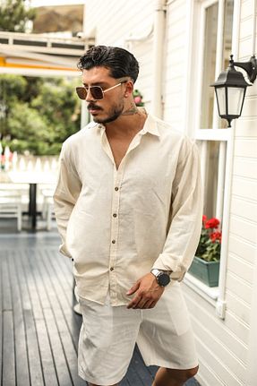 پیراهن بژ مردانه اورسایز OUTFİT MAN - کد 316612758