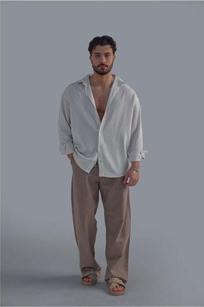 پیراهن بژ مردانه Asimetrik OUTFİT MAN - کد 900412559