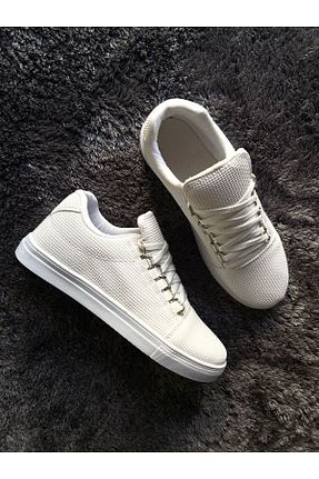 کفش اسنیکر سفید مردانه بند دار MefWear - کد 906217493