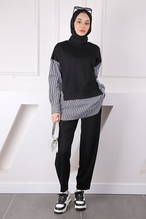 ست بالاتنه و پائین تنه حجاب مشکی زنانه رگولار İmajButik - کد 906240268