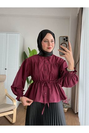 پیراهن حجاب زرشکی زنانه اسلیم Refika Butik - کد 906242490