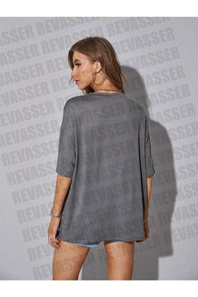 تیشرت طوسی زنانه اورسایز Hunors Sportswear & Company - کد 903926449