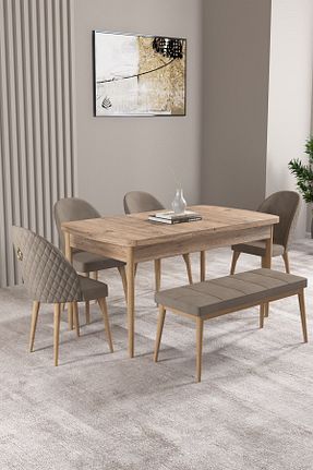 ست میز آشپزخانه قهوه ای MDF asaella mobilya - کد 906225995