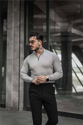 پلیور طوسی مردانه ساده OUTFİT MAN - کد 795411500