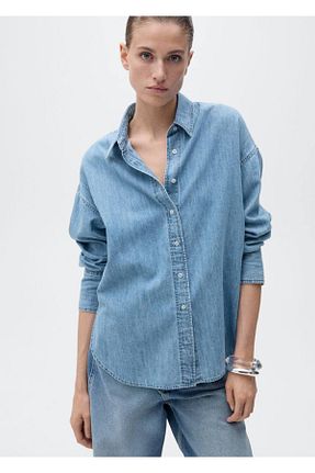 پیراهن آبی زنانه اورسایز MANGO - کد 918003073
