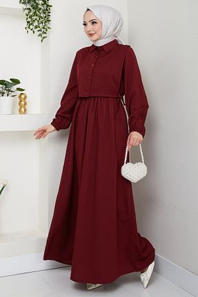 لباس حجاب زرشکی زنانه رگولار hafsamina - کد 906246686