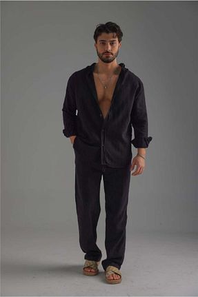 ست بالاتنه و پائین تنه مشکی مردانه بافتنی OUTFİT MAN - کد 902260800