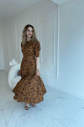 لباس قهوه ای زنانه ساتن HELİS BUTİK - کد 906309559