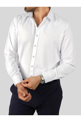 پیراهن سفید مردانه اسلیم فیت m.baba - کد 906314458
