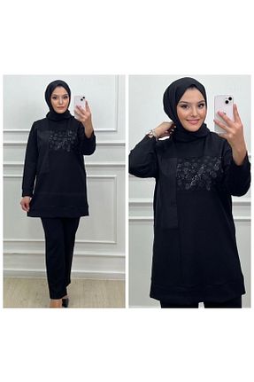 ست بالاتنه و پائین تنه مشکی زنانه بافتنی Elele - کد 906332013