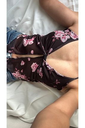 بلوز طوسی زنانه گلدار Butik - کد 864094813