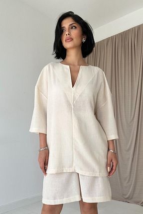 ست بالاتنه و پائین تنه بژ زنانه بافتنی JANES - کد 917444100
