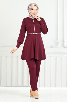 ست بالاتنه و پائین تنه زرشکی زنانه بافتنی ModaMerve - کد 906417798