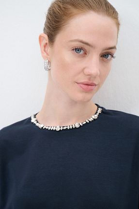تیشرت سرمه ای زنانه Fitted adL - کد 906416793