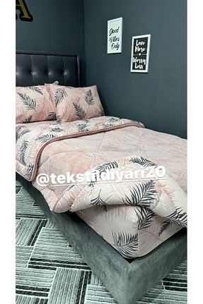 ست لحاف و روکش لحاف و روکش بالش صورتی کش دار violacasa - کد 790550719