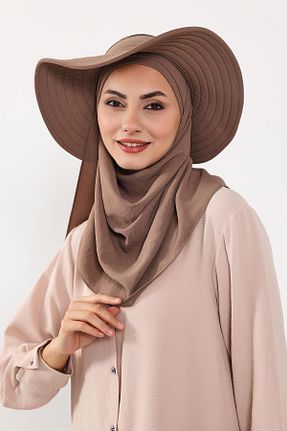شال قهوه ای زنانه پلی استر Aisha
