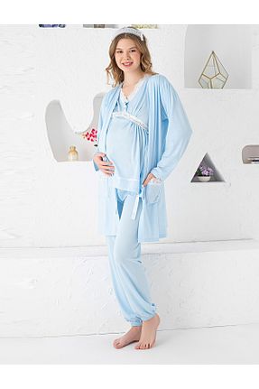 لباس شب بارداری آبی زنانه ساده JENİKA - کد 906425607