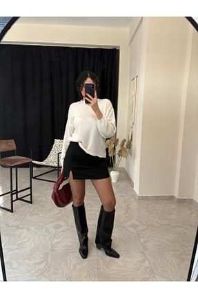 دامن مشکی زنانه پارچه LUZ - کد 906423213