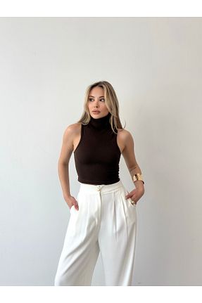 بلوز قهوه ای زنانه ساده Somut istanbul - کد 906428184