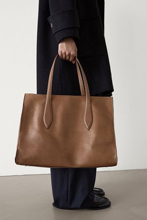 کیف دوشی بژ زنانه چرم خالص Massimo Dutti - کد 853460387