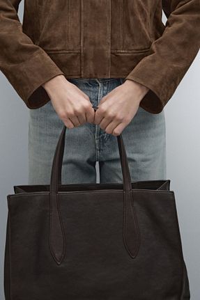کیف دوشی قهوه ای زنانه چرم خالص Massimo Dutti - کد 888231709
