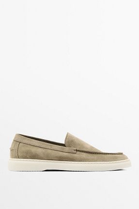 کفش لوفر طوسی مردانه چرم خالص Massimo Dutti - کد 919993726