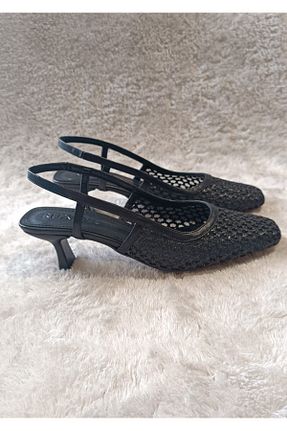 کفش پاشنه بلند کلاسیک مشکی زنانه حصیر RUXENE - کد 906436326