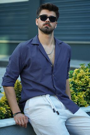 پیراهن سرمه ای مردانه Relaxed Etikmen - کد 843909120