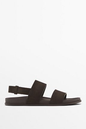 دمپائی قهوه ای مردانه چرم خالص Massimo Dutti - کد 919995208