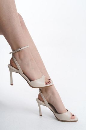 کفش پاشنه بلند کلاسیک بژ زنانه نقره NITU Shoes - کد 903630605