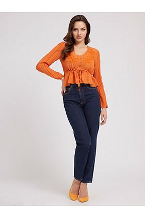 شلوار جین سرمه ای زنانه پاچه ساده Guess - کد 344880065